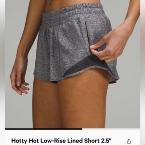 Lululemon Hotty Hot Low Rise Short 2.5” Heather Lux Multiblack/ Heathered Black